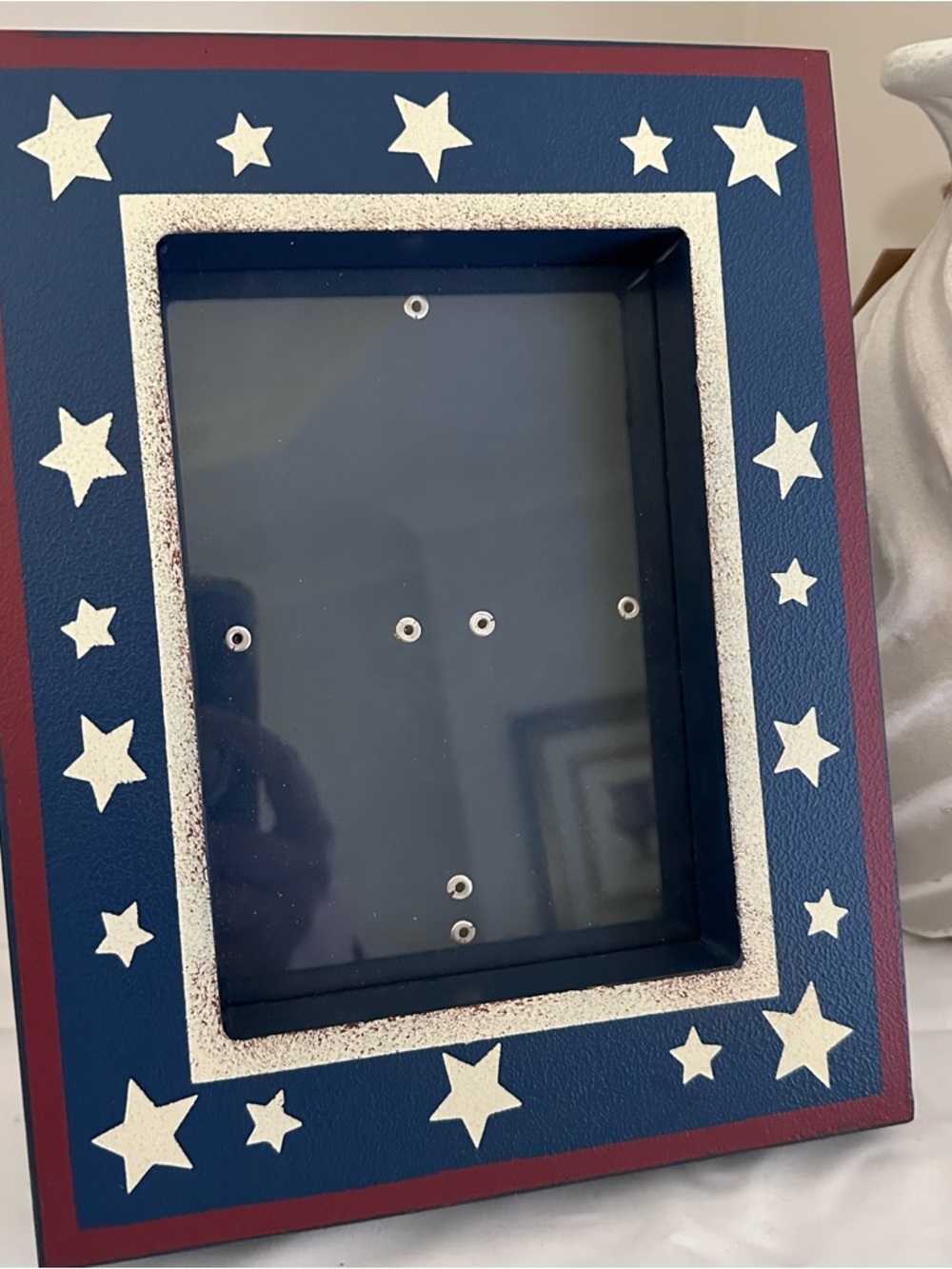 Rustic Star Picture Frame in Navy and Red